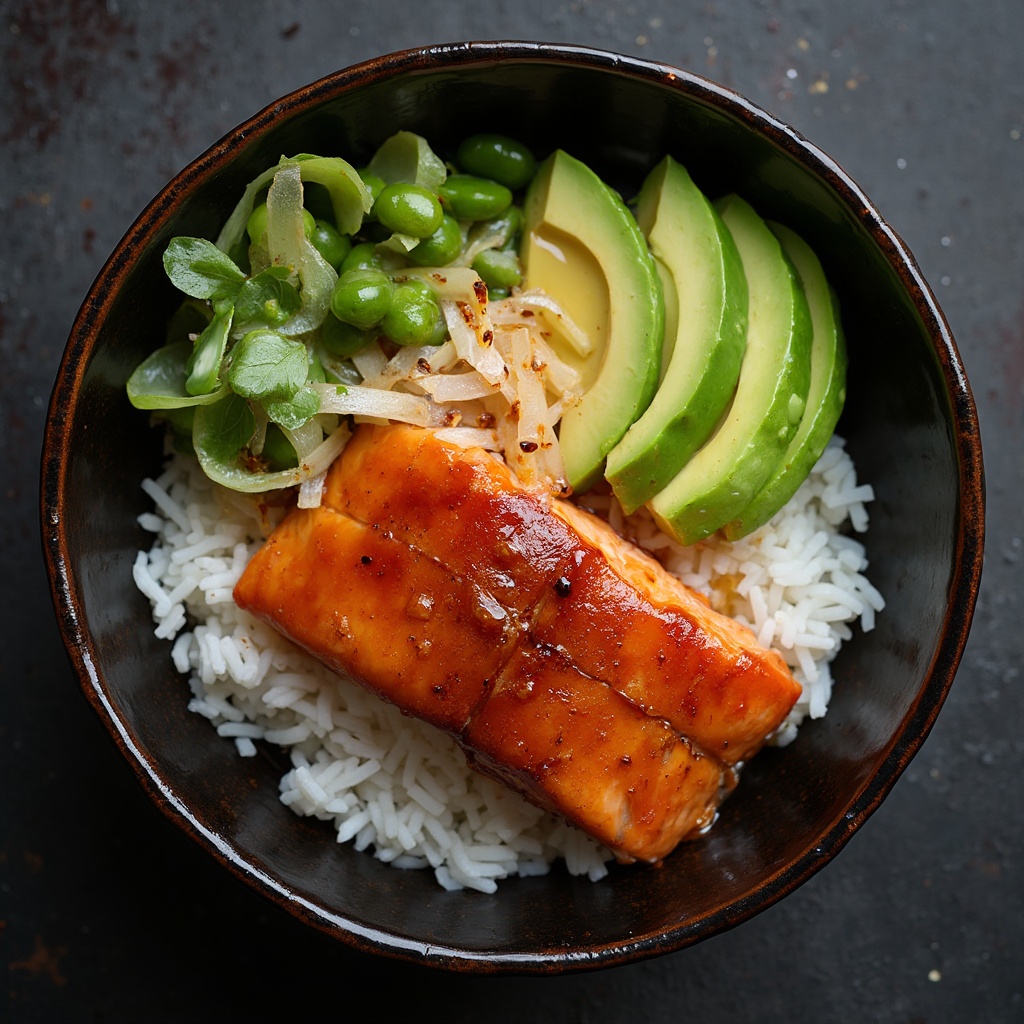 Боул с лососем терияки